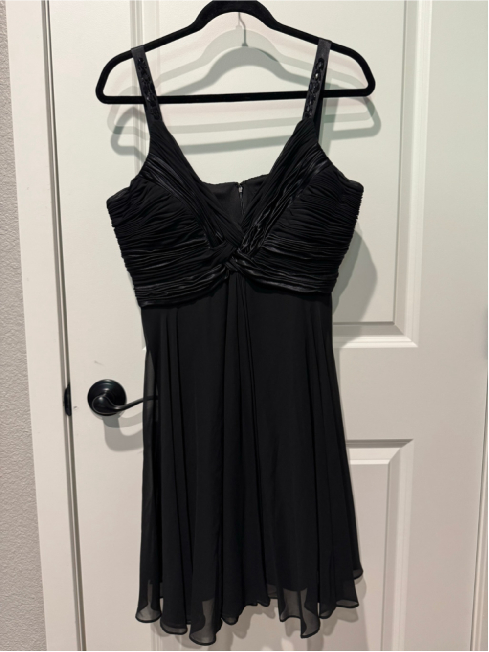 Women's S.L. Fashions Black Sleeveless Beaded Chiffon Cocktail Dress Size 14